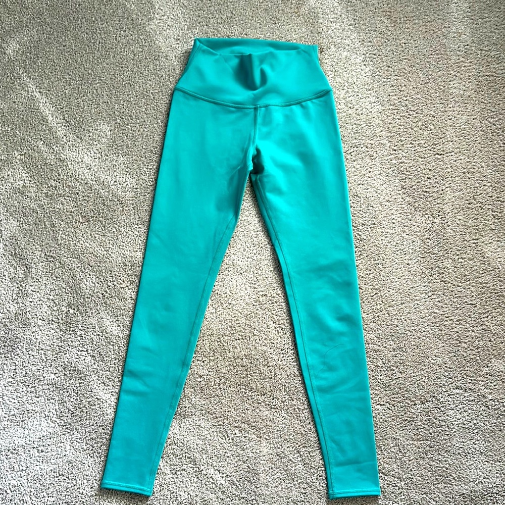 EUC ALO High Waist Airbrush yoga Leggings Ocean Teal Green XS